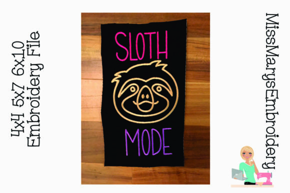 Sloth Mode: A Hand-Drawn Embroidery Design for Thoughtful Gifts
